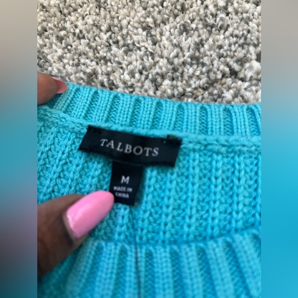 Talbots Turquoise Blue Cable Knot Full Sleeve Sweater/pull Over In Size M - Picture 5 of 6